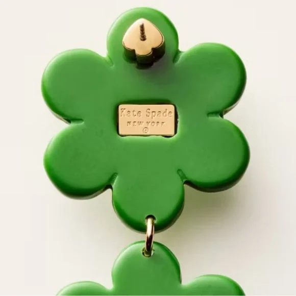 NIB Kate Spade x Target Green Flower Drop Earrings - Picture 3 of 5